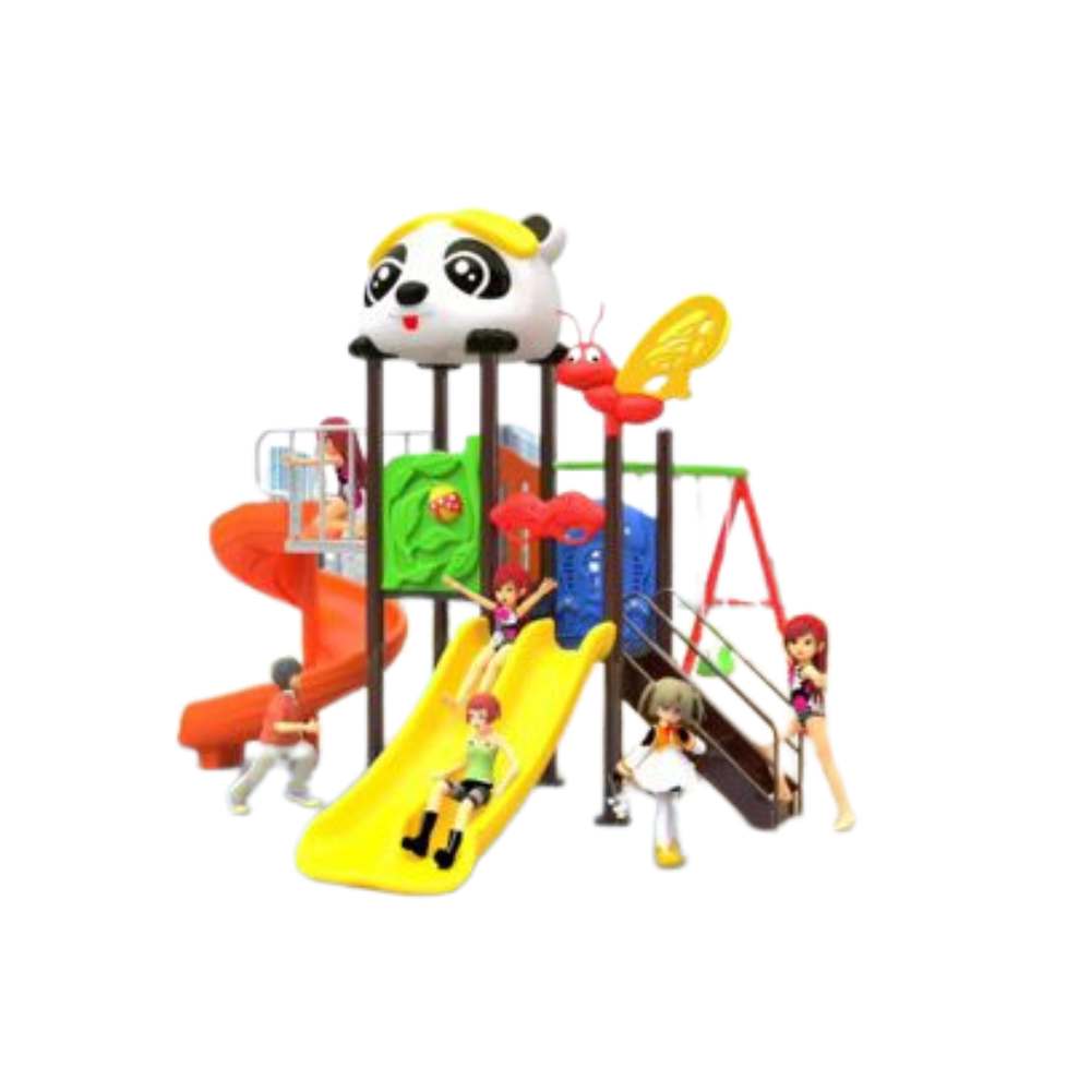 Panda Garden Playground with Round Slide and Two Slides