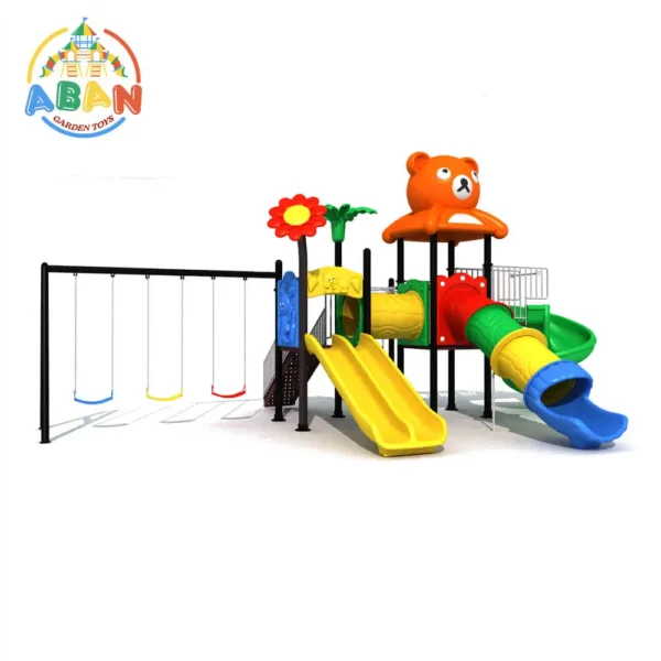 Outdoor Playground Set with Swings and Slides