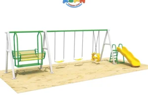 Playground Set with Swings, Slide, and Bench Swing