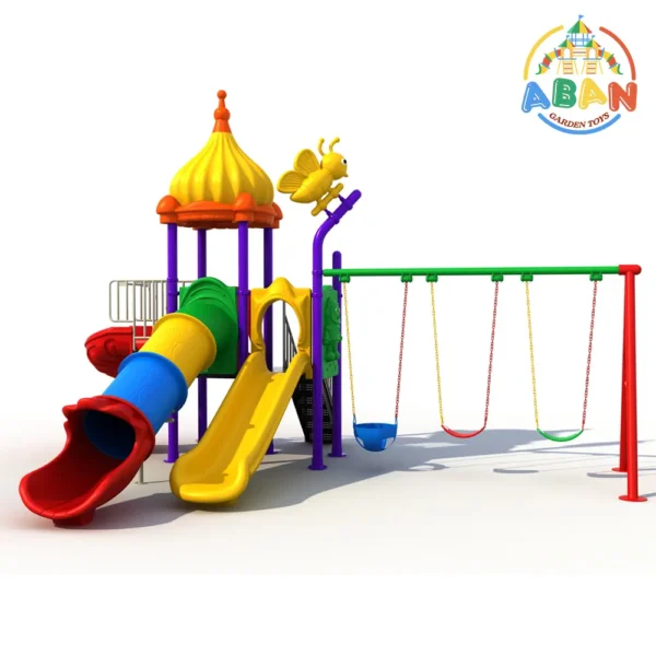 Outdoor Colorful Adventure Slide and Swing Combo